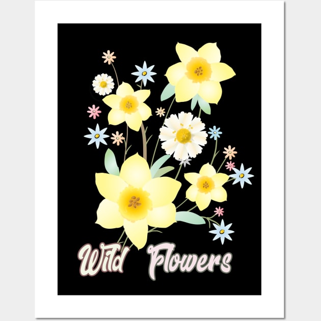 Wildflowers Watercolor Painting Beautiful Gifts, Daffodil Yellow Flowers, Floral Modern Design Spring Time Birthday Vintage Wall Art by sofiartmedia